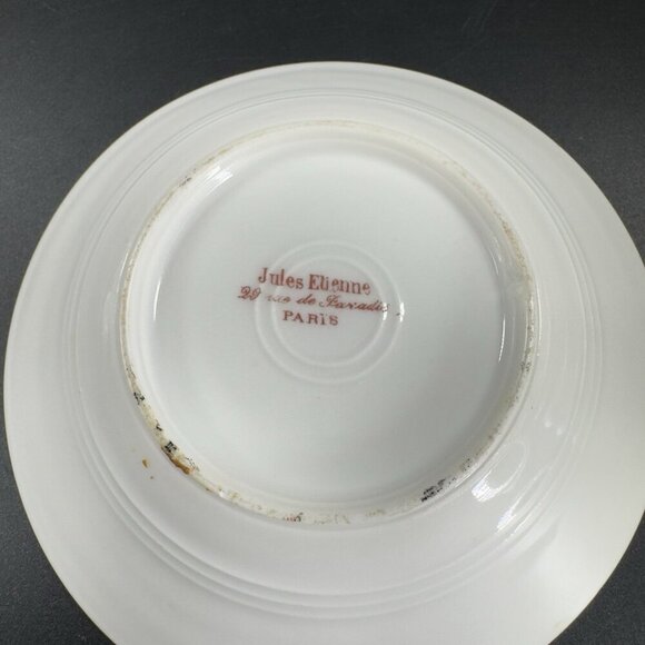 Jules Etienne Fine Porcelain Gold Raised 4.5Inch Bowl Dish Set 2 Made In Paris - Picture 10 of 12